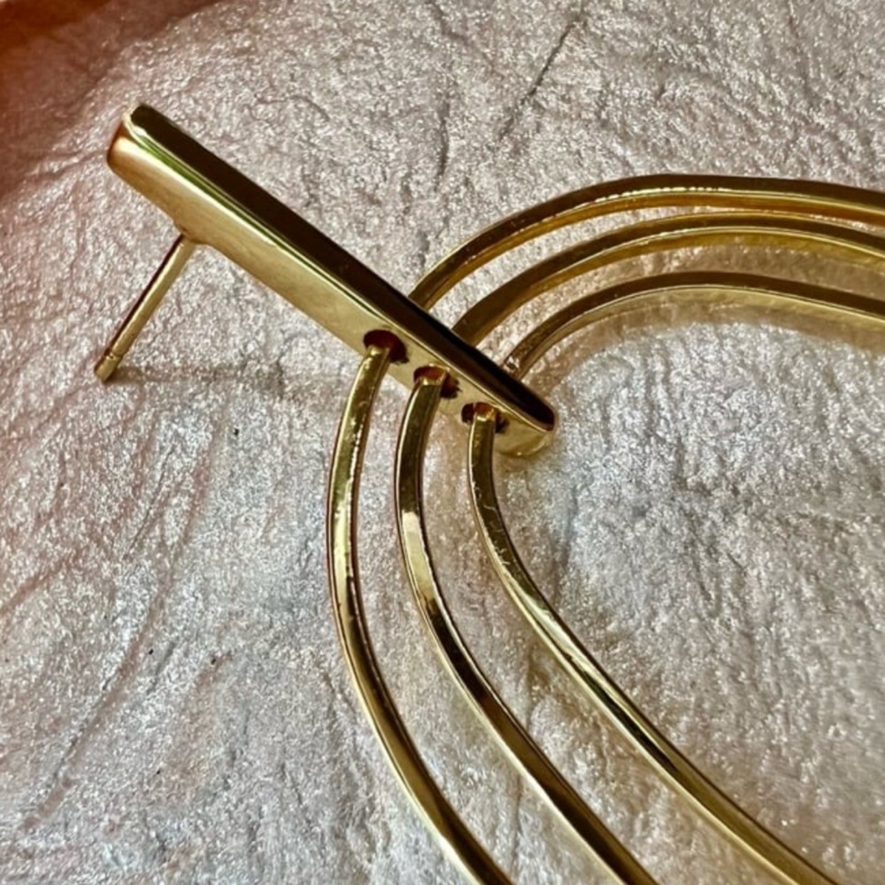 Large Gold Dangle Statement Earrings. Layered Gol… - image 3